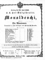 Theaterzettel (Oper und Burgtheater in Wien) 18650623 Seite: 1