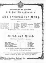 Theaterzettel (Oper und Burgtheater in Wien) 18650629 Seite: 1