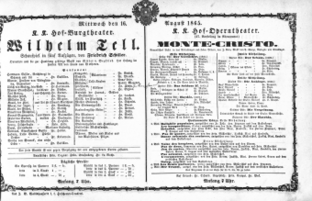 Theaterzettel (Oper und Burgtheater in Wien) 18650816 Seite: 1
