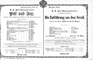 Theaterzettel (Oper und Burgtheater in Wien) 18650817 Seite: 1
