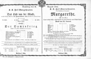 Theaterzettel (Oper und Burgtheater in Wien) 18650819 Seite: 1