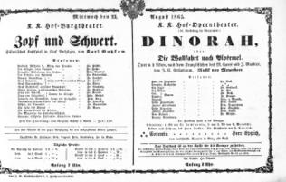 Theaterzettel (Oper und Burgtheater in Wien) 18650823 Seite: 1