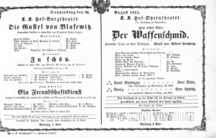 Theaterzettel (Oper und Burgtheater in Wien) 18650824 Seite: 1