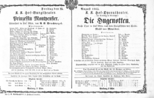 Theaterzettel (Oper und Burgtheater in Wien) 18650825 Seite: 1