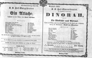 Theaterzettel (Oper und Burgtheater in Wien) 18650831 Seite: 1