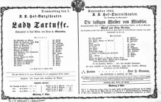 Theaterzettel (Oper und Burgtheater in Wien) 18650907 Seite: 1