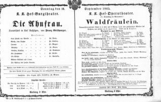 Theaterzettel (Oper und Burgtheater in Wien) 18650910 Seite: 1