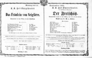 Theaterzettel (Oper und Burgtheater in Wien) 18650911 Seite: 1