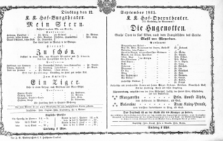Theaterzettel (Oper und Burgtheater in Wien) 18650912 Seite: 1