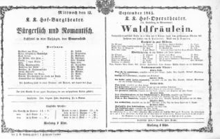 Theaterzettel (Oper und Burgtheater in Wien) 18650913 Seite: 1