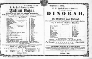 Theaterzettel (Oper und Burgtheater in Wien) 18650917 Seite: 1