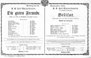 Theaterzettel (Oper und Burgtheater in Wien) 18650918 Seite: 1