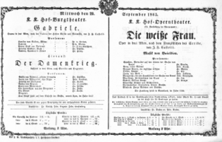 Theaterzettel (Oper und Burgtheater in Wien) 18650920 Seite: 1