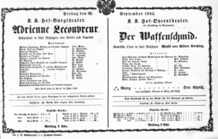 Theaterzettel (Oper und Burgtheater in Wien) 18650922 Seite: 1