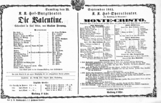 Theaterzettel (Oper und Burgtheater in Wien) 18650923 Seite: 1