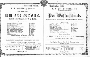 Theaterzettel (Oper und Burgtheater in Wien) 18650927 Seite: 1