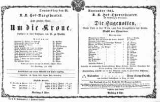 Theaterzettel (Oper und Burgtheater in Wien) 18650928 Seite: 1