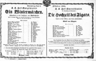 Theaterzettel (Oper und Burgtheater in Wien) 18651001 Seite: 1