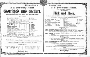Theaterzettel (Oper und Burgtheater in Wien) 18651004 Seite: 1