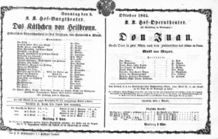 Theaterzettel (Oper und Burgtheater in Wien) 18651008 Seite: 1