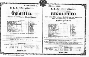 Theaterzettel (Oper und Burgtheater in Wien) 18651011 Seite: 1