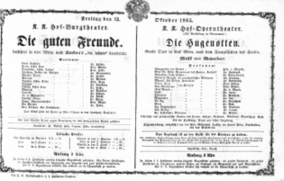 Theaterzettel (Oper und Burgtheater in Wien) 18651013 Seite: 1