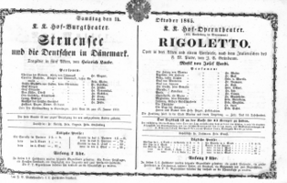 Theaterzettel (Oper und Burgtheater in Wien) 18651014 Seite: 1