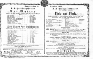 Theaterzettel (Oper und Burgtheater in Wien) 18651015 Seite: 1