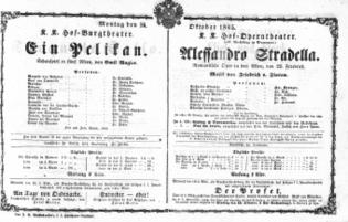 Theaterzettel (Oper und Burgtheater in Wien) 18651016 Seite: 1