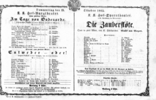 Theaterzettel (Oper und Burgtheater in Wien) 18651019 Seite: 1