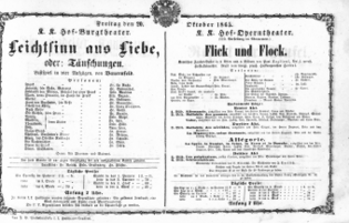 Theaterzettel (Oper und Burgtheater in Wien) 18651020 Seite: 1