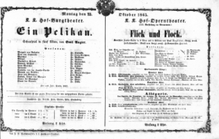 Theaterzettel (Oper und Burgtheater in Wien) 18651023 Seite: 1