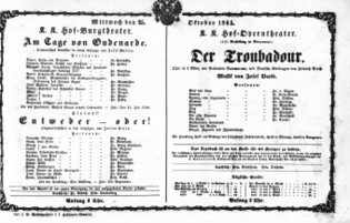 Theaterzettel (Oper und Burgtheater in Wien) 18651025 Seite: 1
