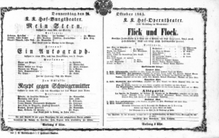Theaterzettel (Oper und Burgtheater in Wien) 18651026 Seite: 1