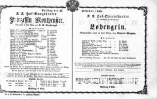Theaterzettel (Oper und Burgtheater in Wien) 18651027 Seite: 1