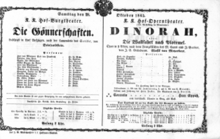 Theaterzettel (Oper und Burgtheater in Wien) 18651028 Seite: 1
