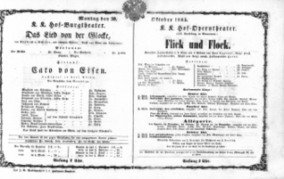 Theaterzettel (Oper und Burgtheater in Wien) 18651030 Seite: 1