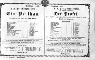Theaterzettel (Oper und Burgtheater in Wien) 18651031 Seite: 1