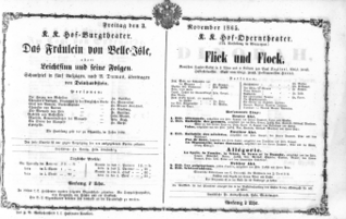 Theaterzettel (Oper und Burgtheater in Wien) 18651103 Seite: 1