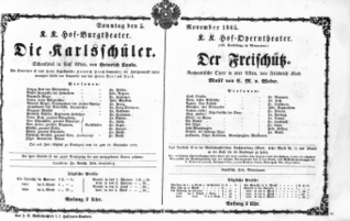 Theaterzettel (Oper und Burgtheater in Wien) 18651105 Seite: 1