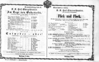 Theaterzettel (Oper und Burgtheater in Wien) 18651109 Seite: 1