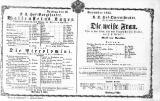 Theaterzettel (Oper und Burgtheater in Wien) 18651110 Seite: 1