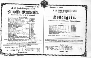 Theaterzettel (Oper und Burgtheater in Wien) 18651112 Seite: 1