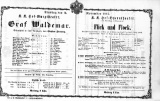 Theaterzettel (Oper und Burgtheater in Wien) 18651114 Seite: 1