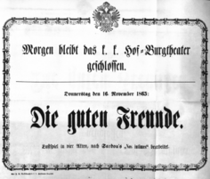Theaterzettel (Oper und Burgtheater in Wien) 18651116 Seite: 1