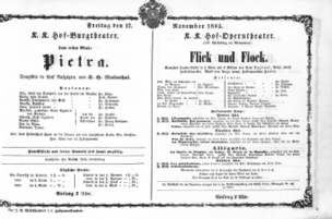 Theaterzettel (Oper und Burgtheater in Wien) 18651117 Seite: 1