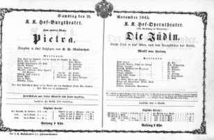 Theaterzettel (Oper und Burgtheater in Wien) 18651118 Seite: 1