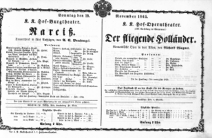 Theaterzettel (Oper und Burgtheater in Wien) 18651119 Seite: 1
