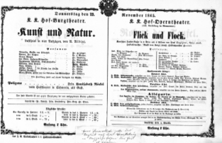 Theaterzettel (Oper und Burgtheater in Wien) 18651123 Seite: 1
