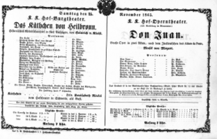Theaterzettel (Oper und Burgtheater in Wien) 18651125 Seite: 1